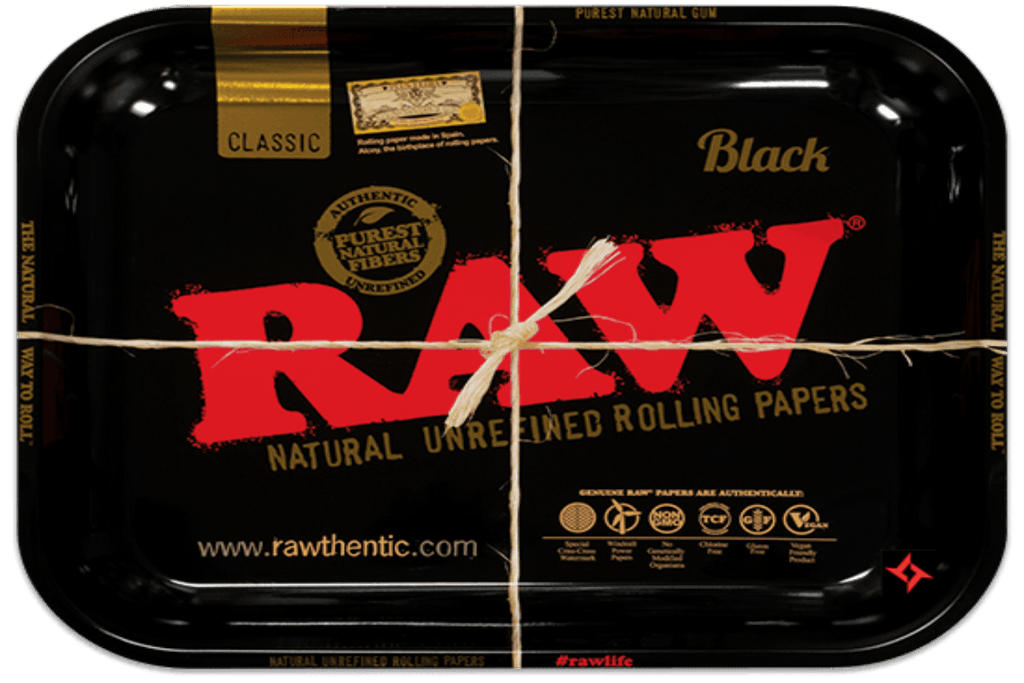 Tied Black RAW Rolling Tray - TrayToons