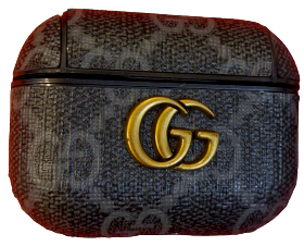 Black-Grey GG with Gold Monogram AirPods Case
